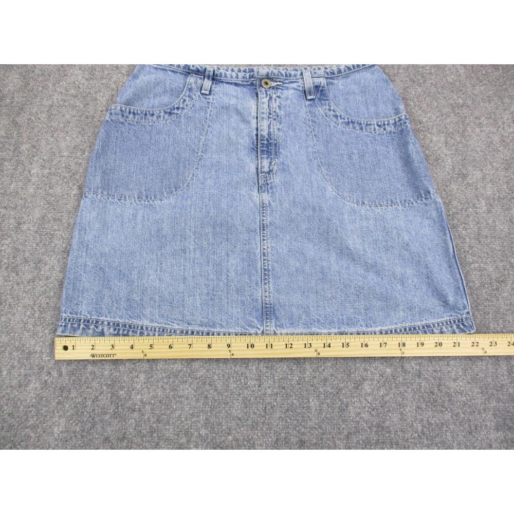 Levis Denim Skirt Womens 12 Light Wash Patch Pockets Zip Fly Vintage 90s Casual - Picture 7 of 16